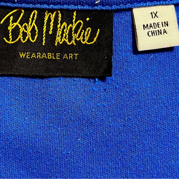 Bob Mackie’s Drape Neck Bracelet Sleeve Knit Top In Royal Blue. Size 1X. - Picture 7 of 12